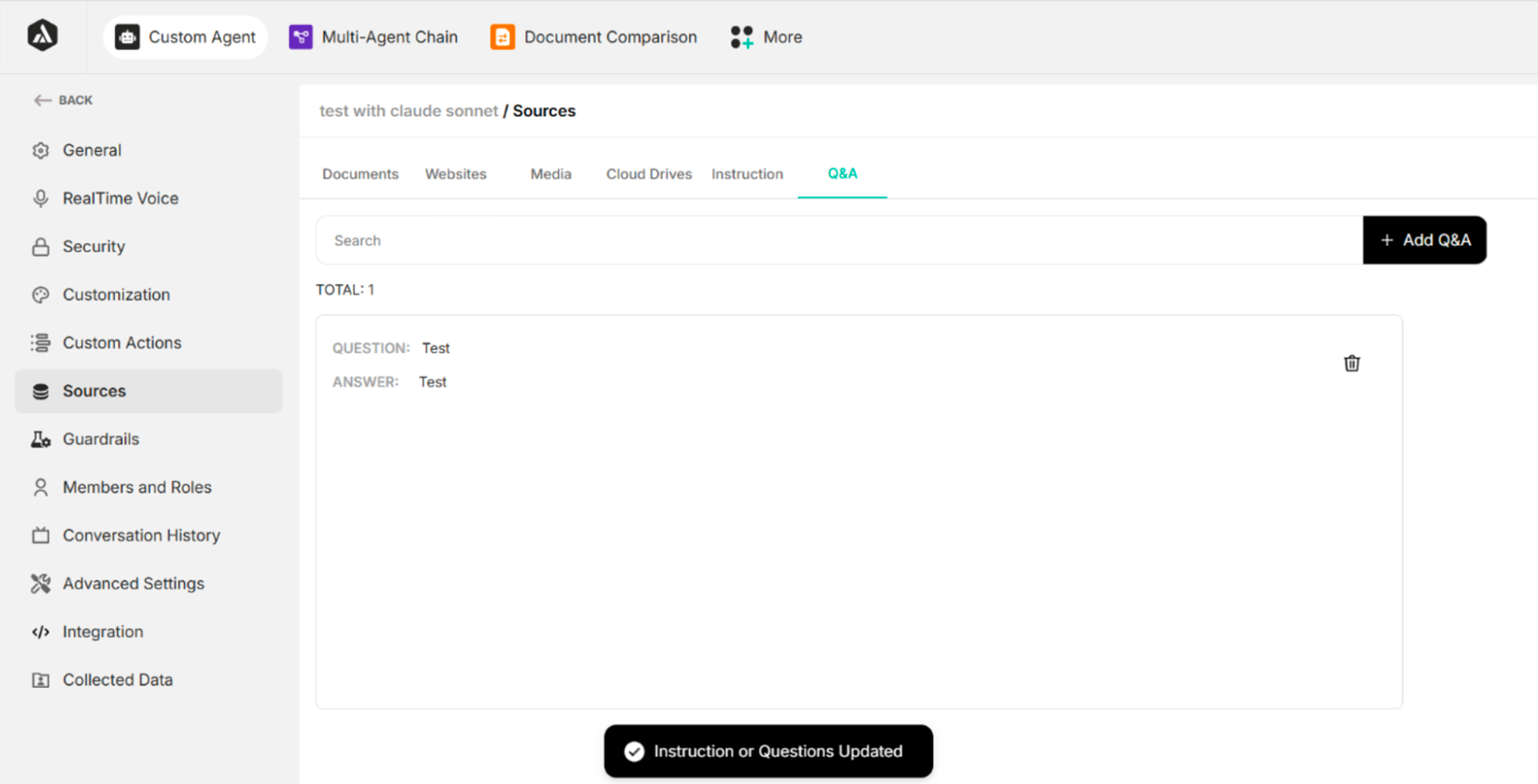 Screen after clicking Save Changes Button
