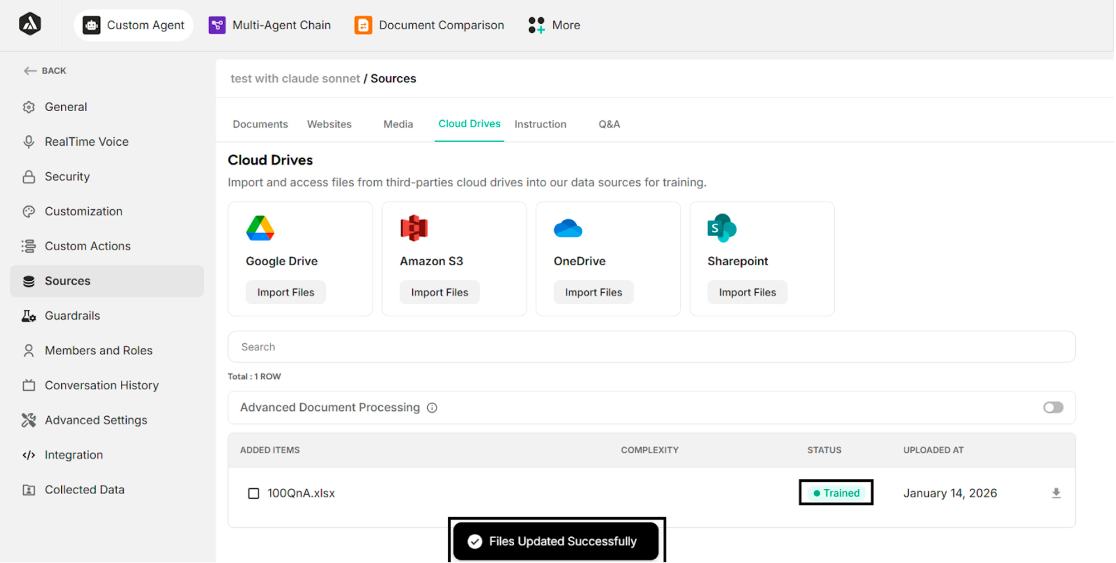Success Message after clicking Save Changes Button