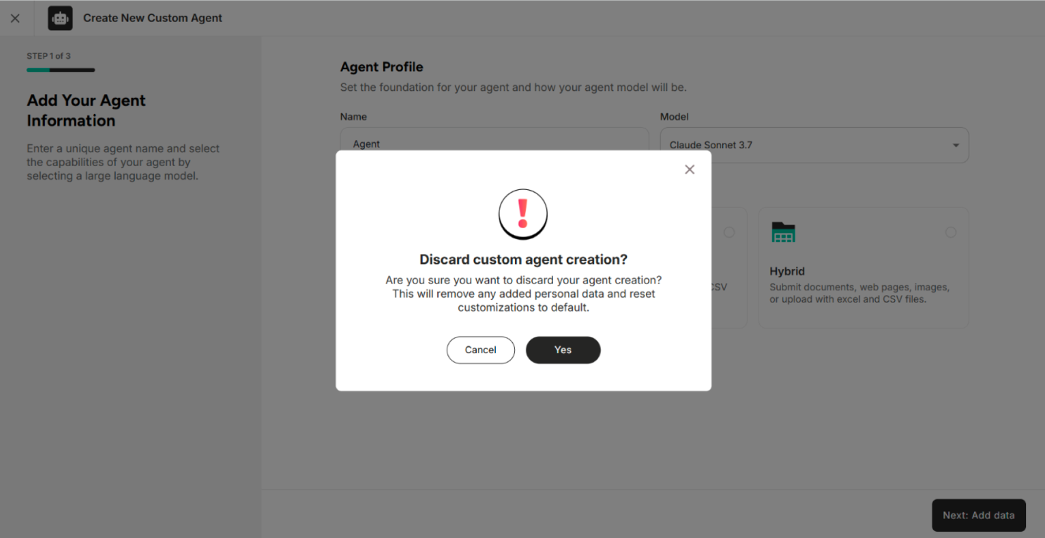 The Screen after clicking "Cross" Button