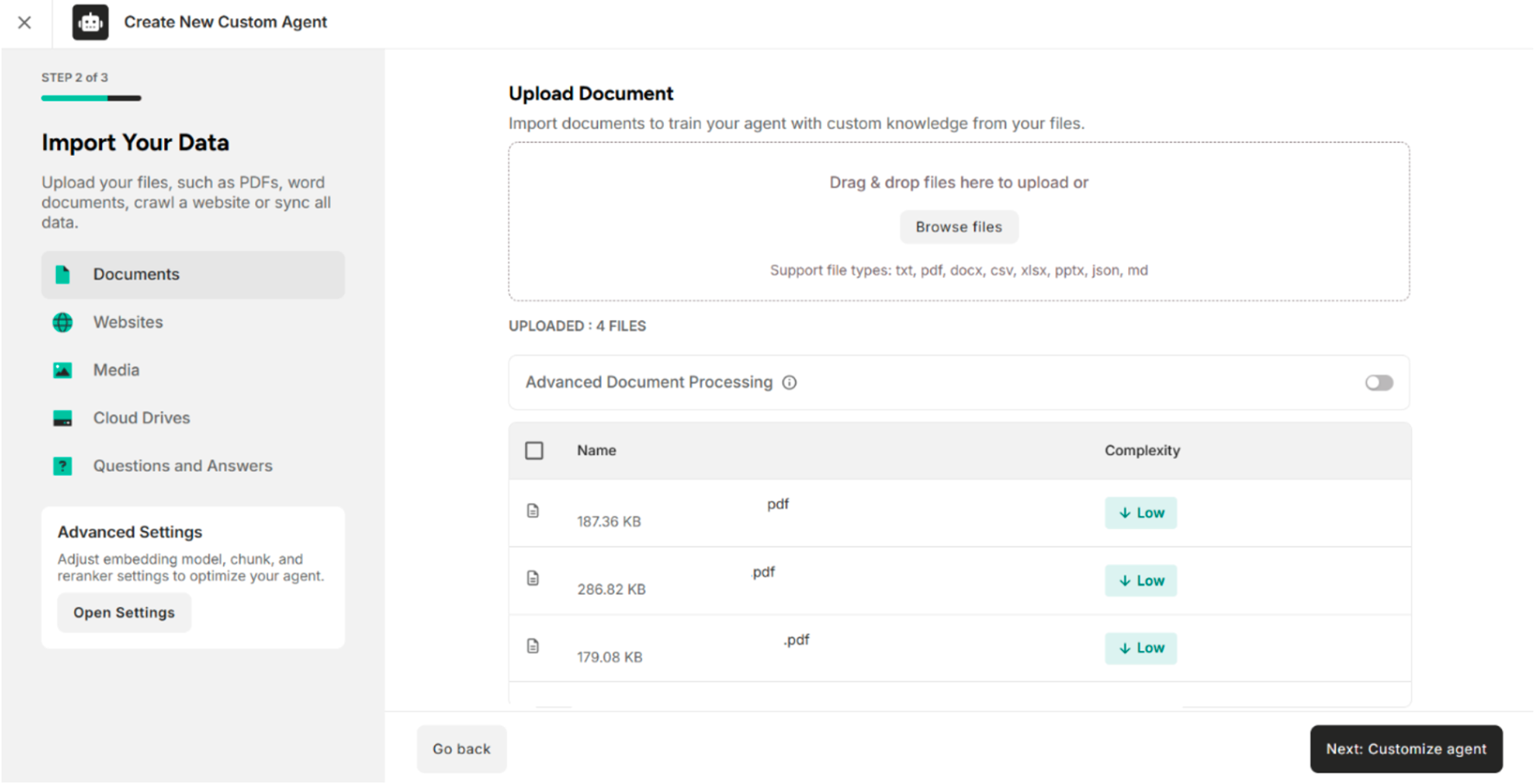 The screen after clicking Go Back Button2