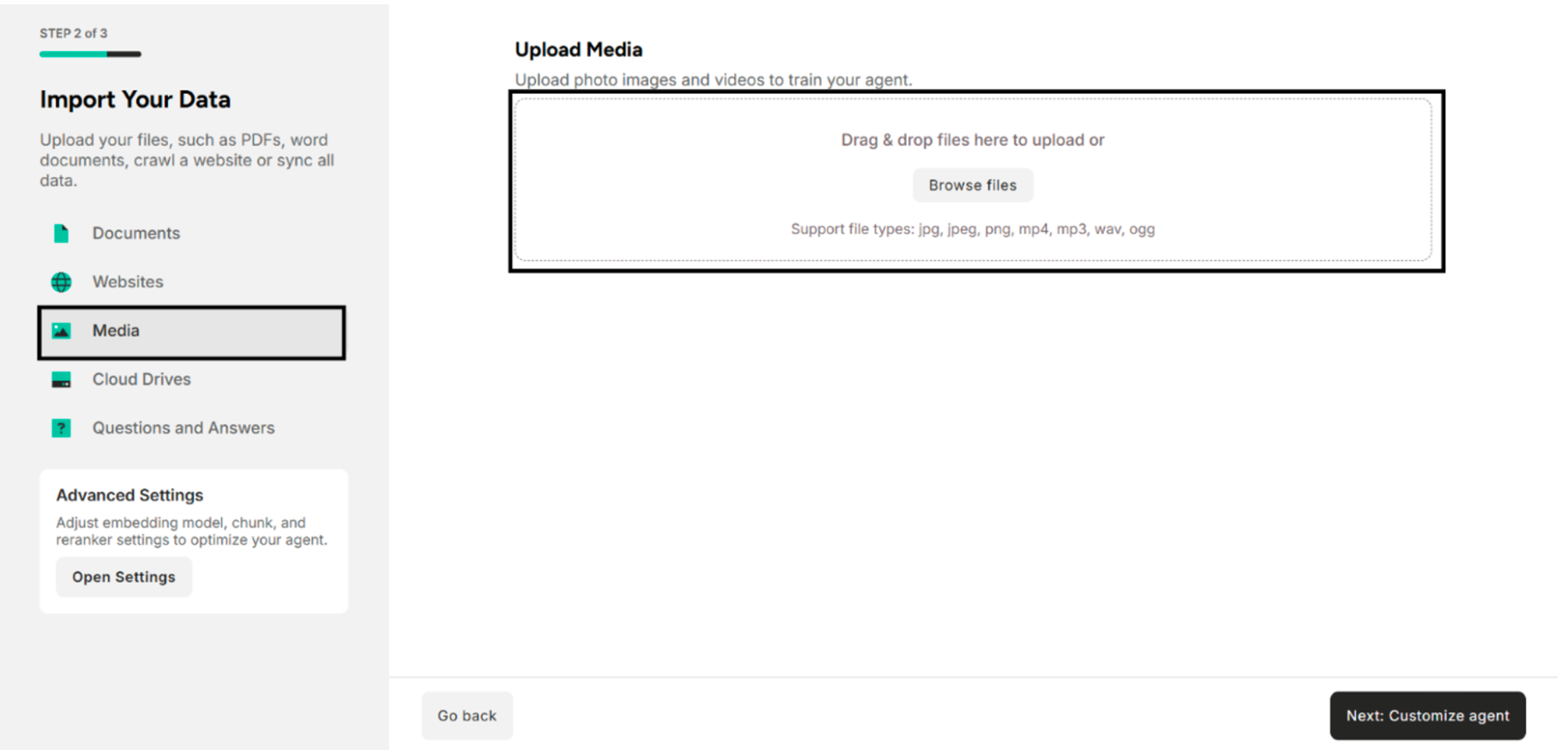 Upload Media Interface